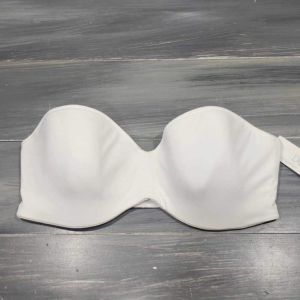 Dominique Oceane Strapless Bra 38D  Hidden Underwire White 3541 Missing‎ Straps